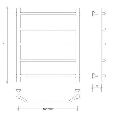 Полотенцесушитель водяной Secado Агата 1 60x60 графит