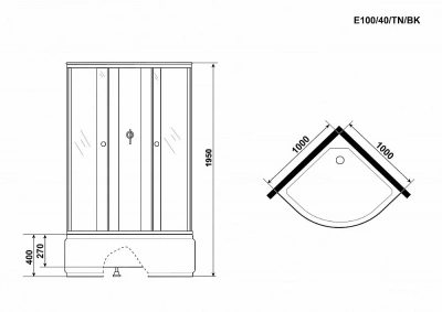 Душевая кабина Niagara Eco E100/40/TN/BK 100х100