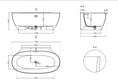 Ванна Salini Alda Wall 170х90 101915G белая глянцевая