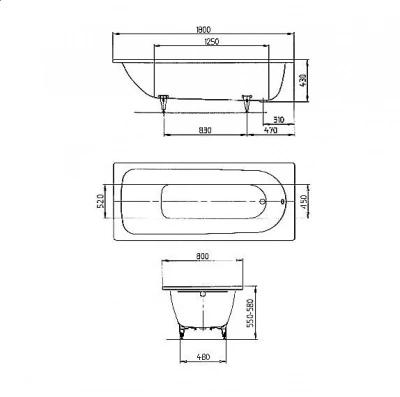 Ванна стальная Kaldewei Saniform Plus 375-1 180х80 112830003001 Antislip белый