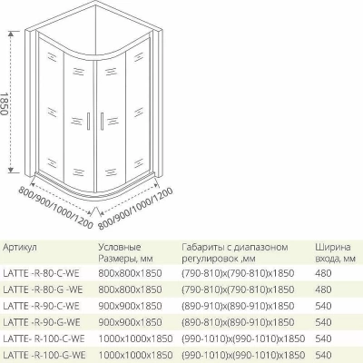 Душевой уголок Good door LATTE R 100x100 матовый