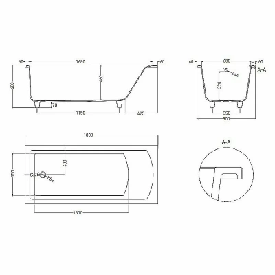 Ванна Salini Cascata 180х80 104213G белая глянцевая