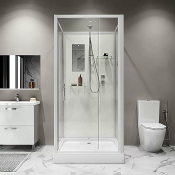 Душевая кабина Niagara Standart ST100/15Q/BK 100х100 стекло прозрачное/профиль белый