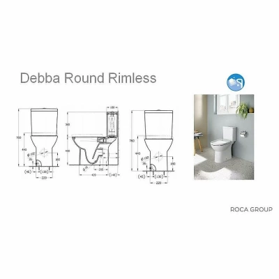 Унитаз напольный Roca Debba ROUND 34299P00Y безободковый, с бачком