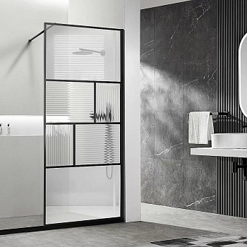 Душевое ограждение Vincea Walk-In 120 VSW-1HC120CFB стекло прозрачное-рифленое/профиль черный матовый