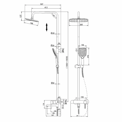 Душевая система Grossman Alba 500.K35.06.100/210 хром с черным