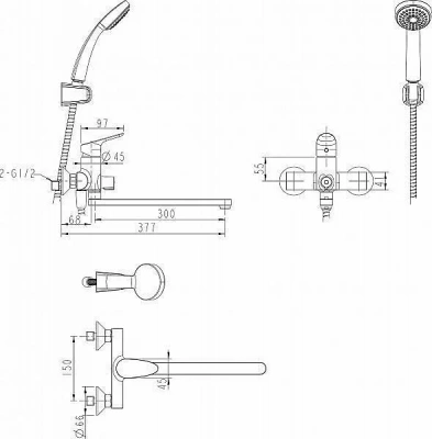 Смеситель для ванны BRAVAT Drop F64898C-LB