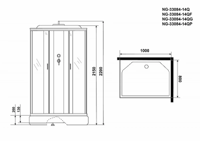 Душевая кабина Niagara Classic 330844QP 100x80 стекло матовое/профиль серебро