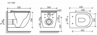 Унитаз подвесной Ceramica Nova Mia Rimless CN1805 безободковый, с крышкой микролифт