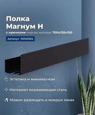 Полка Aquanet Магнум Н 341534 70 черная матовая