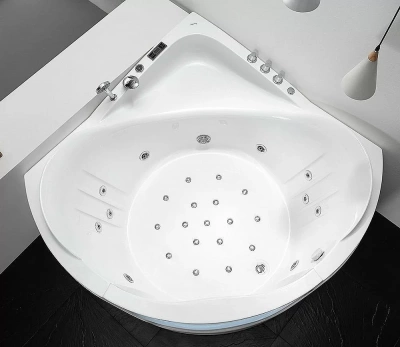 Ванна акриловая Gemy Glass Panel G9247 K 165x165 белая с гидромассажем