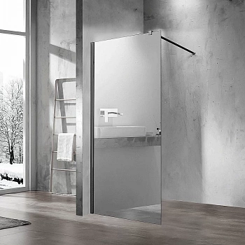 Душевое ограждение Vincea Walk-In VSW-1H100MRB 100 стекло зеркальное/профиль черный