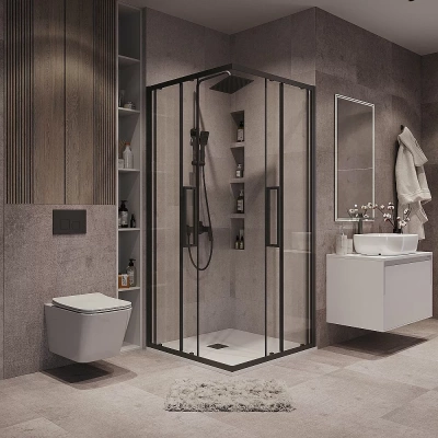 Душевой уголок Grossman Cosmo 300.K33.02.8080.21.00 80x80 профиль черный матовый/стекло прозрачное