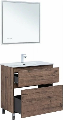 Тумба с раковиной Aquanet Алвита new 80 344129+330431 дуб веллингтон табак