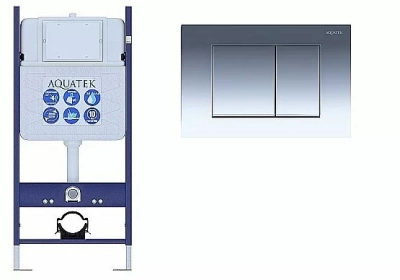 Инсталляция для унитаза Aquatek ECO Standart INS-0000014 с кнопкой KDI-0000010 хром глянцевый