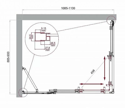 Душевой уголок BelBagno LUCE-AH-21 110х90 стекло прозрачное/профиль хром