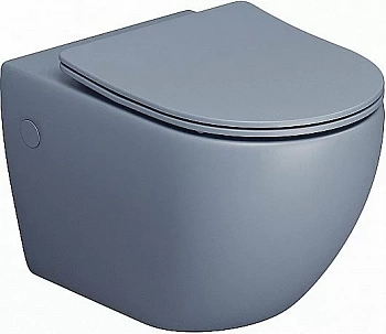 Унитаз подвесной Grossman Color GR-4411BSMS-21 безободковый, с крышкой микролифт, голубой матовый
