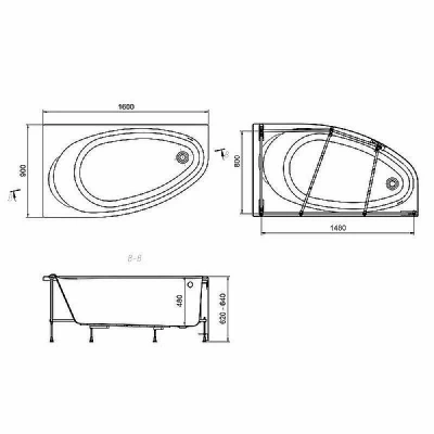 Ванна акриловая Roca Corfu 2485 160х90