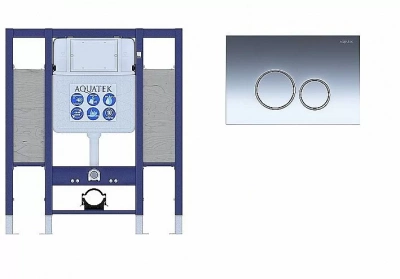 Инсталляция для унитаза Aquatek INS-0000015 с кнопкой KDI-0000018 хром глянцевый