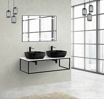 Консоль с двумя раковинами BelBagno EK-120-ST-2 столешница Bianco Lucido
