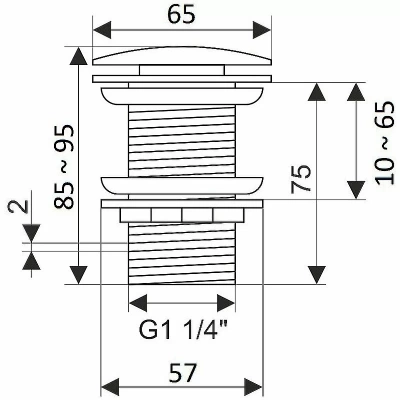 Донный клапан для раковины Creavit SF030.CGR холодный серый матовый
