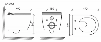 Унитаз подвесной Ceramica Nova PLAY Rimless CN3001MB безободковый, с крышкой микролифт, черный матовый