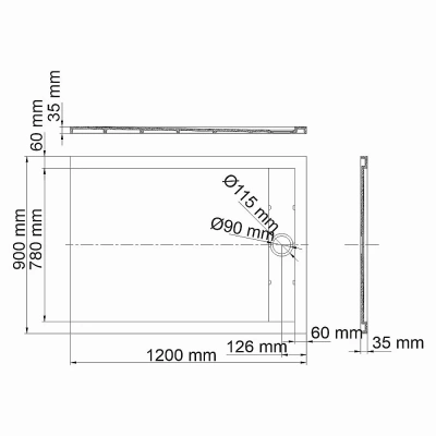 Душевой поддон WasserKRAFT Abens 20T07 120х90