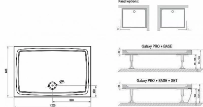 Душевой поддон Ravak Galaxy Pro Flat Gigant 120x80