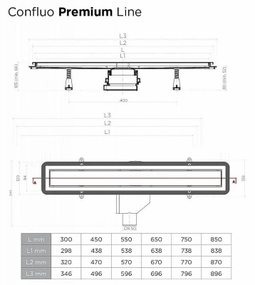 Душевой трап Pestan Confluo Premium Line White Glass Gold 850