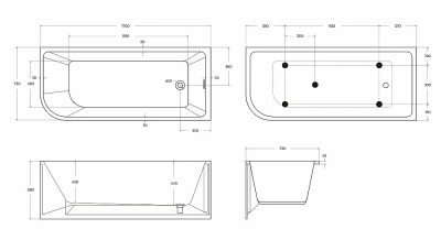 Ванна акриловая BelBagno BB712 170х73