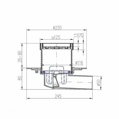 Душевой трап PAINI C381A 12,5 хром