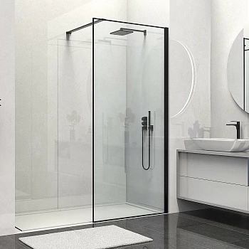 Душевое ограждение Vincea Walk-In VSW-1HS100CLB 100 стекло прозрачное/профиль черный матовый