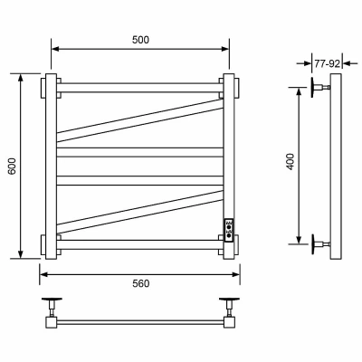 Полотенцесушитель электрический Veconi Barro-C B6050B-C черный
