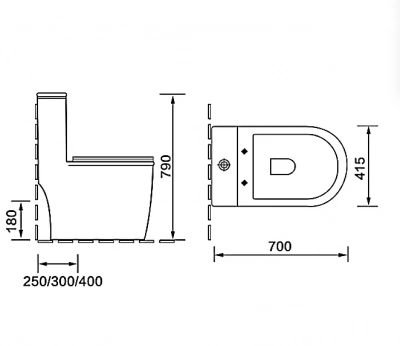 Унитаз моноблок SantiLine SL-5019MB безободковый, с крышкой микролифт, черный матовый