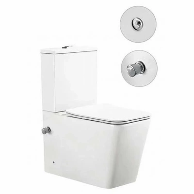 Унитаз-компакт SantiLine SL-5017SM-BD безободковый, с бачком, с крышкой микролифт, белый