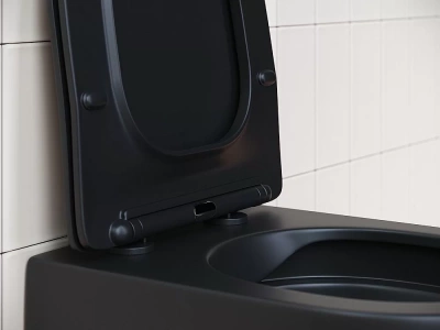 Унитаз подвесной Ceramica Nova PLAY Rimless CN3001MB безободковый, с крышкой микролифт, черный матовый
