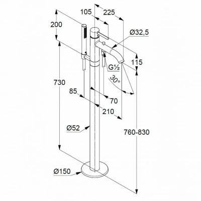 Смеситель для ванны Kludi Bozz 385900576 хром