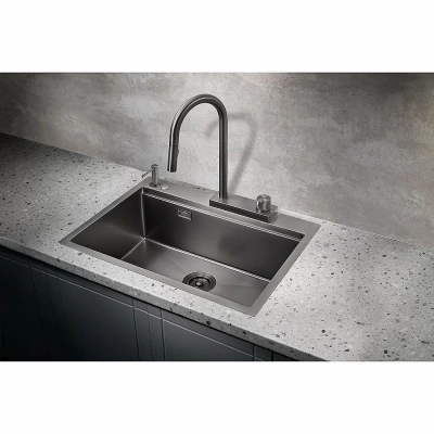 Мойка кухонная Milacio Denia 68 Steel MC.77419 вороненая сталь