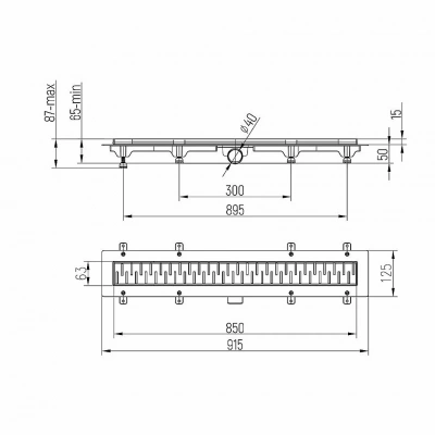 Душевой лоток PAINI Medium CH850MC 85 черный матовый