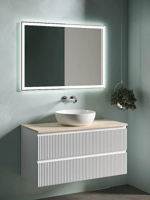 Тумба с раковиной Sancos SNOB R 100 со столешницей, белая матовый