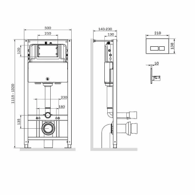 Инсталляция для унитаза AM.PM PRO I012704.7038 с клавишей/матовый черный