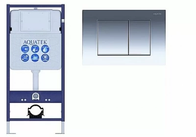 Инсталляция для унитаза Aquatek Standart INS-0000012 с кнопкой KDI-0000010 хром глянцевый