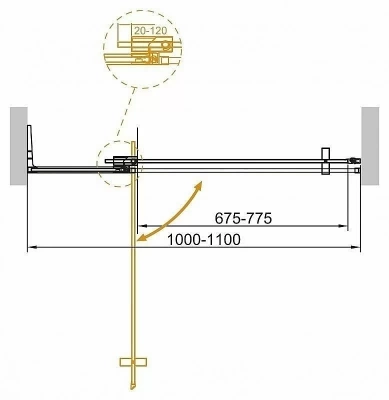 Душевая дверь Cezares Slider B-1 100 BR Cr