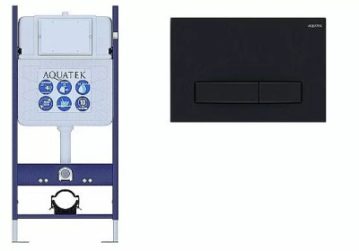 Инсталляция для унитаза Aquatek ECO Standart INS-0000014 с кнопкой KDI-0000025 черная матовая