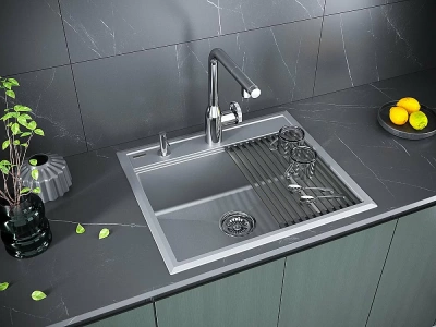 Кухонная мойка Paulmark STEPIA 60 + ролл-мат STEP PM115951-GRM+R375-BS серый металлик