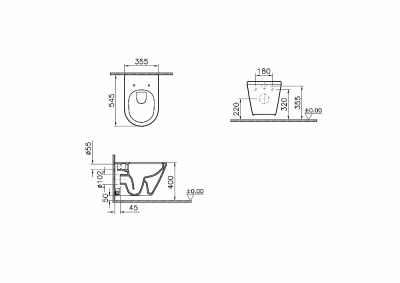 Унитаз подвесной безободковый Vitra Integra Round L-box c инсталляцией