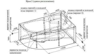 Ванна акриловая с полотенцедержателем Vannesa Ирма 2-78-0-1-216 149х96