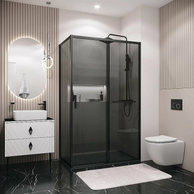 Душевой уголок Grossman Style 120.K33.05.1090.21.10 100x90 профиль черный матовый/стекло тонированное
