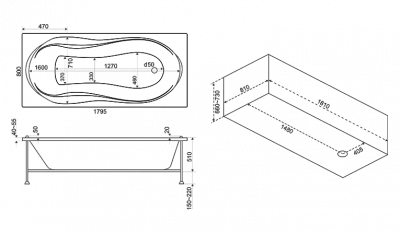 Ванна акриловая BAS Ямайка 180x80