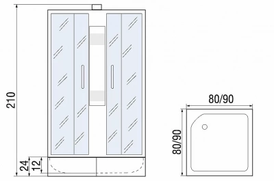 Душевая кабина River Neva 24 80x80 MT без крыши